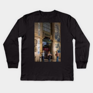 Porto São Bento station - wall mosaics Kids Long Sleeve T-Shirt